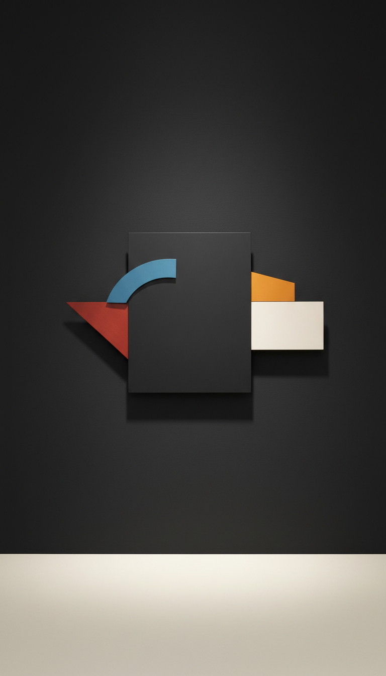 Geometric Metal Wall Sculpture With Matte Black Finish