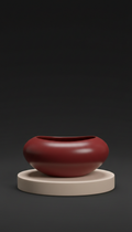 Ceramic Accent Bowl In Sculptural Red