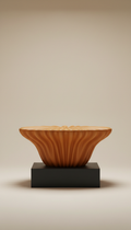 Ochre Rippled Table Object In Glazed Ceramic